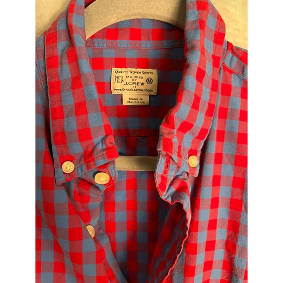 J.Crew Men’s Red Blue Gingham Button Down Shirt Long Sleeve Size Medium - Picture 3 of 6